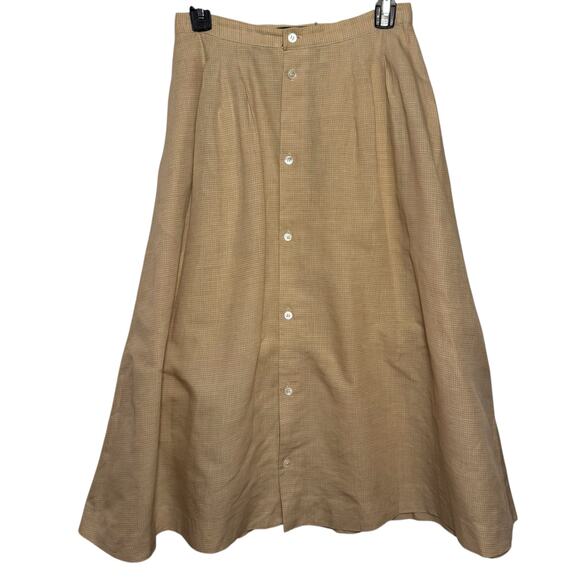 Ralph Lauren Dresses & Skirts - Vtg 1970's Ralph Lauren Cotton Linen Blend Button Front Prairie Midi Skirt